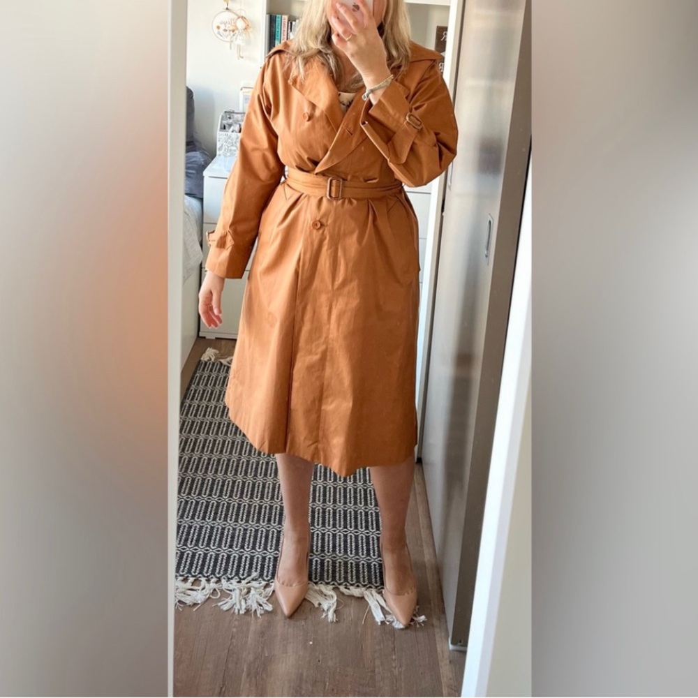Vintage 70s Single Breasted Trench Coat Cotagecore Modest Retro Feminine Sz S